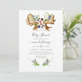 Invitation Baby Shower Rustique Aquarelle Forêt (Debout devant)