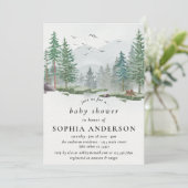 Invitation Baby shower rustique Aquarelle Forêt Bois (Debout devant)
