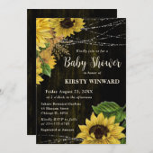 Invitation Baby shower Rustique Automne Sunflowers Bois (Devant / Derrière)