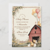Invitation Baby shower rustique Barnyard Ducklings (Devant)