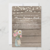 Invitation Baby shower Rustique Bébés Respiration Fille Strin (Dos)