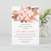 Invitation Baby shower Rustique Boho Blush Pampas Grass Girl (Debout devant)