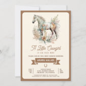 Invitation Baby shower Rustique Boho Floral Horse Cowgirl (Devant)