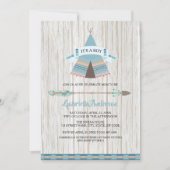 Invitation Baby shower rustique Boho Tribal Teepee Baby Boy (Devant)