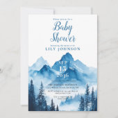 Invitation Baby shower Rustique Boho Watercolor Mountain (Devant)
