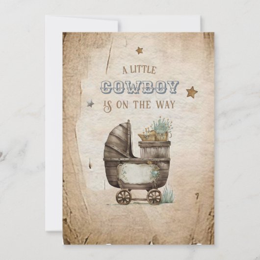 Invitation Baby shower Rustique Boho Wild West Boy (Dos)