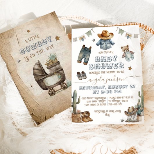 Invitation Baby shower Rustique Boho Wild West Boy
