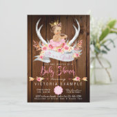 Invitation Baby shower Rustique bois Baby shower Antler (Debout devant)