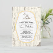Invitation Baby shower Rustique Bois Rocking Horse (Debout devant)