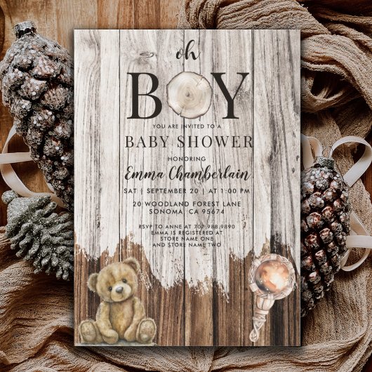 Invitation Baby shower Rustique Boy Boy