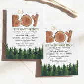 Invitation Baby shower rustique Boy Woodland