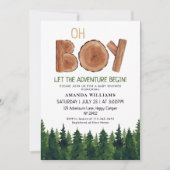 Invitation Baby shower rustique Boy Woodland (Devant)