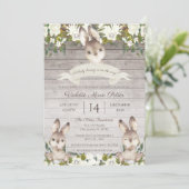 Invitation Baby shower rustique Brown et blanc lapin lapin la (Debout devant)