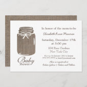 Invitation Baby shower rustique Burlap Mason Jar (Devant / Derrière)