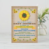 Invitation Baby shower rustique Burlap Sunflower Couples (Debout devant)
