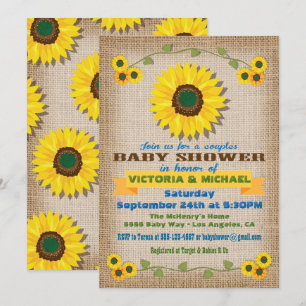 Invitation Baby shower rustique Burlap Sunflower Couples