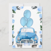 Invitation Baby shower Rustique Car Blue Boy (Dos)