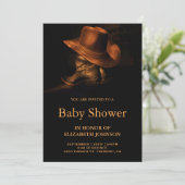 Invitation Baby shower rustique Casquette et bottes de Cowboy (Debout devant)