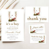 Invitation Baby Shower Rustique Champêtre de Champignons