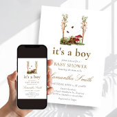 Invitation Baby Shower Rustique Champêtre de Champignons