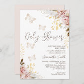 Invitation Baby shower Rustique Chic Floral Baisers (Devant / Derrière)
