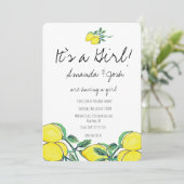 Invitation Baby shower rustique citron aquarelle Citrus Bunch (Debout devant)