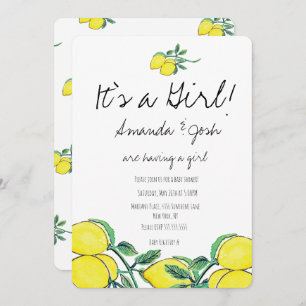 Invitation Baby shower rustique citron aquarelle Citrus Bunch