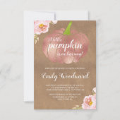 Invitation Baby shower Rustique Citrouille rose floral fille (Devant)