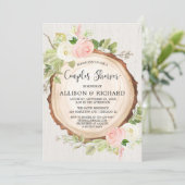 Invitation Baby shower rustique couple fille, rose pâle (Debout devant)