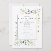 Invitation Baby shower Rustique Couples Aquarelle Verdure (Devant)