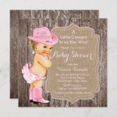 Invitation Baby shower rustique Cowgirl (Devant / Derrière)