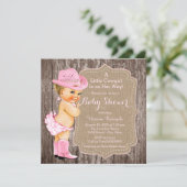 Invitation Baby shower rustique Cowgirl (Debout devant)