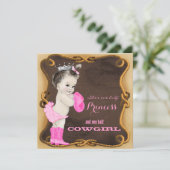 Invitation Baby shower rustique Cowgirl (Debout devant)