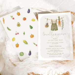 Invitation Baby shower rustique cultivé localement