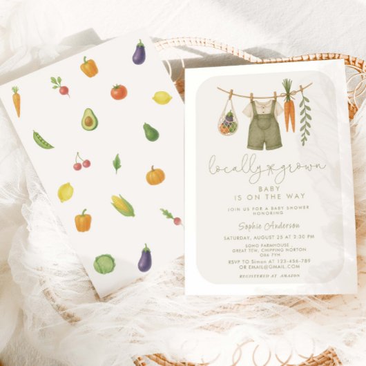Invitation Baby shower rustique cultivé localement