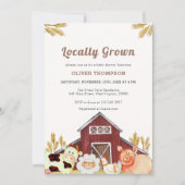Invitation Baby shower Rustique Cultivé Localement Animaux De (Devant)