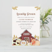 Invitation Baby shower Rustique Cultivé Localement Animaux De (Debout devant)