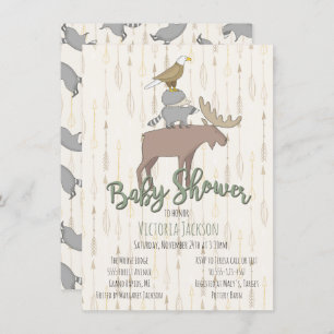 Invitation Baby shower rustique d'animaux de région boisée