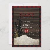 Invitation Baby shower rustique de bison de bûcheron à plat (Devant)