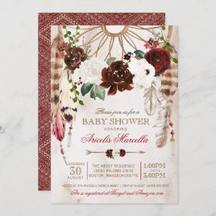 Invitation Baby shower rustique de Boho Dreamcatcher de