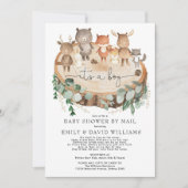 Invitation Baby shower Rustique De Bois Par Mail Forest Anima (Devant)