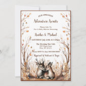 Invitation Baby shower rustique de cerfs de bois (Devant)