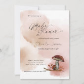 Invitation Baby shower rustique de champignons de bois (Devant)
