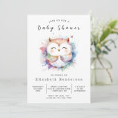 Invitation Baby shower rustique de chouette modifiable (Debout devant)