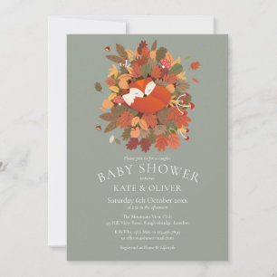 Invitation Baby shower rustique de Couples de Fox Woodland