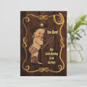 Invitation Baby shower rustique de cowboy ethnique léger (Debout devant)