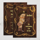 Invitation Baby shower rustique de cowboy ethnique léger (Devant / Derrière)