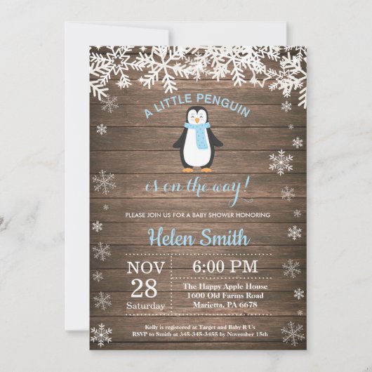 Invitation Baby shower rustique de crottes d'hiver (Devant)