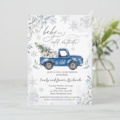 Invitation Baby shower rustique de flocon de neige de camion  (Debout devant)