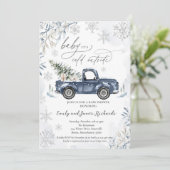 Invitation Baby shower rustique de flocon de neige de camion  (Debout devant)